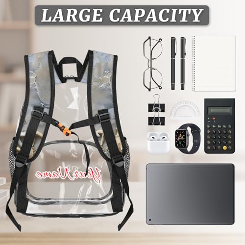 Personalized Large Clear Backpack Stadium Approved Heavy Duty PVC Plastic Custom Transparent Backpacks See Through Bag with Name, Seashell Starfish Ocean Beach3