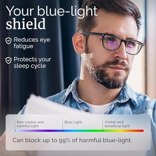 Image of Roshfort Square Zero Power Blue Cut Computer Glasses | Gaming Glasses | Anti Glare, Lightweight & Blocks Harmful Rays | UV Protection Specs | Men & Women | Medium