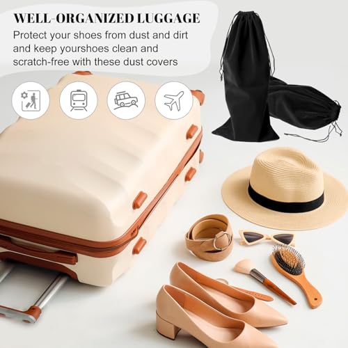 hoe Dust Bags, 4 Pack Black Duster Flannel Single Shoe Pouch with Drawstring Closure, 8x17" Shoe Bags for Travel, Home, Luggage, Handbags, Accessories, Men, and Women3