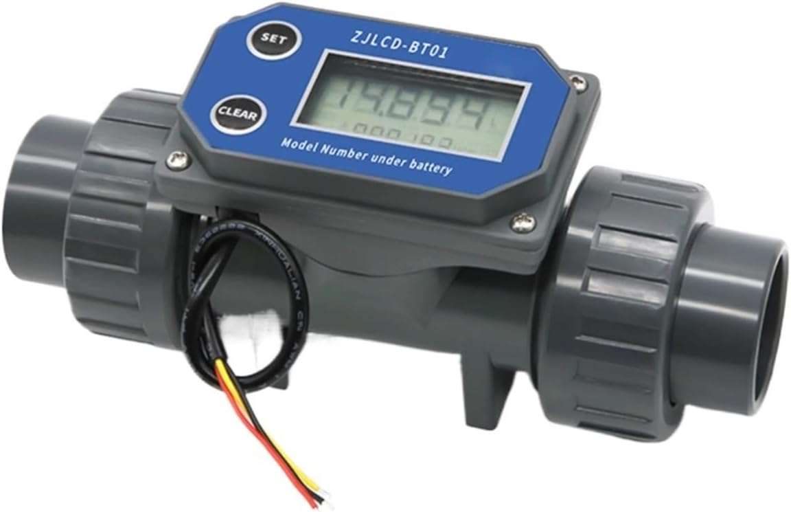1-1/4inch Electronic LCD Digital Display Flowmeter NPN Turbine Flow Meter PVC Pipe Liquid Water for Farm/Garden Irrigation