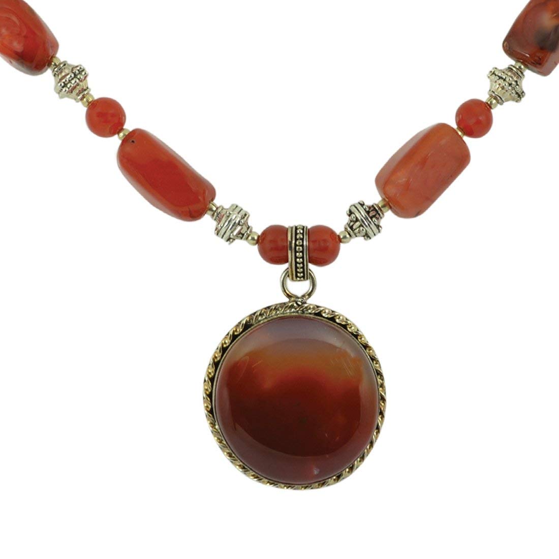 Orange Carnelian Necklace with Pendant 