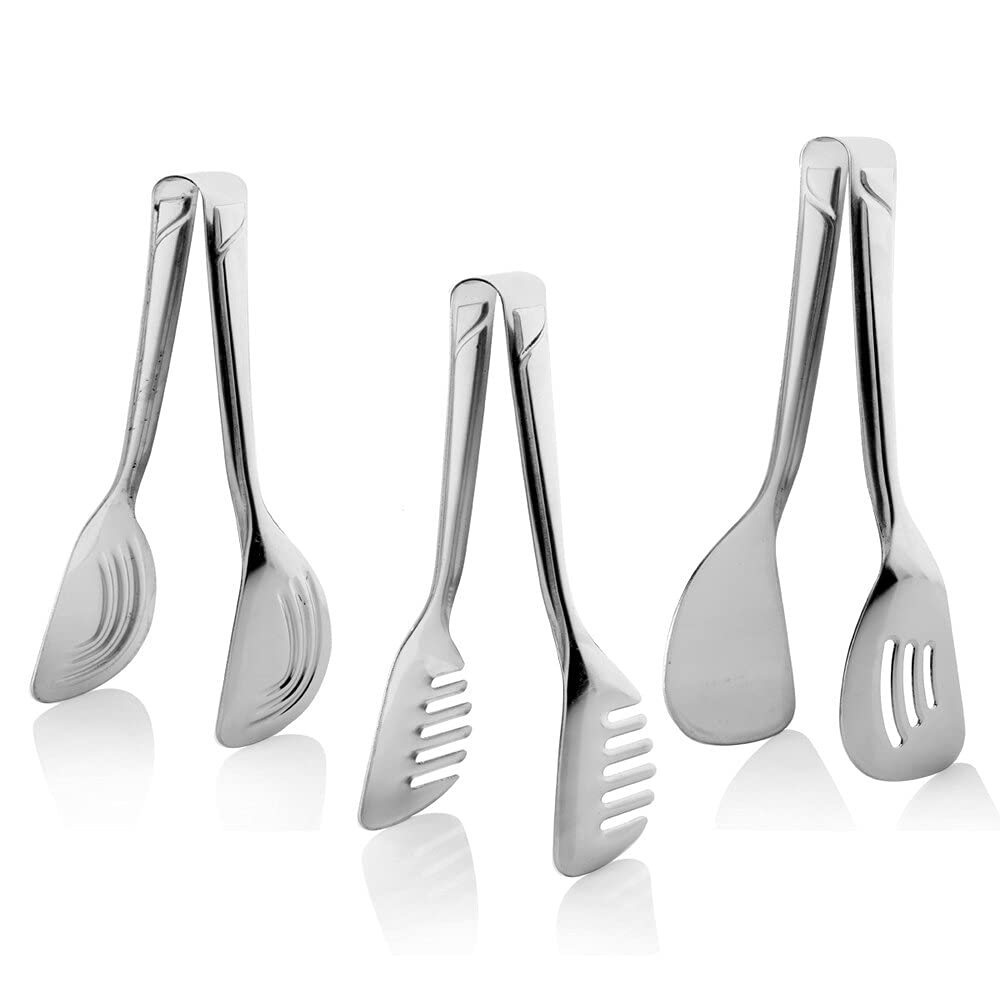 Pince cuisine Pinces 3 pièces Servant Set, Salade et Pâtes Pinces en acier 22 cm de pinces Pince de cuisine