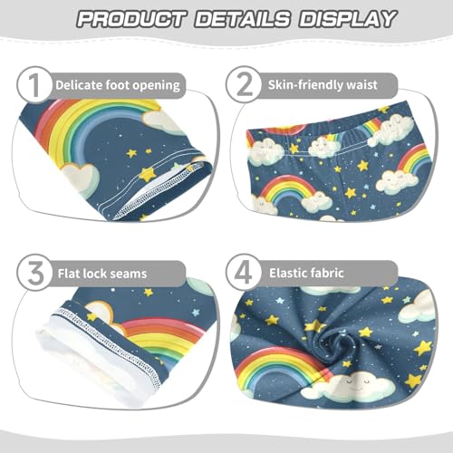 Girls Leggings Cute Rainbow Clouds Stars Soft Toddler Leggings for Girls Kids Pants Size 4T-10T3
