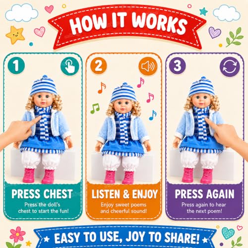 Image of Zest 4 Toyz Musical Doll Singing Rhyming Soft Stuffed Push Touch Sensors Doll Toy for Baby Girl - Blue
