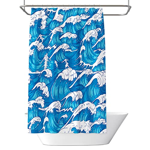 Rideau douche KnSam vagues bleues en polyester de qualité supérieure - 6