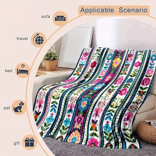 Couverture plaid polaire 150x200 ethnique chic colorée - 7