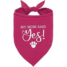 My Mom Said Yes Dog Bandanas, Deep Pink Dog Bandana, Pet Engagement Wedding Bandana, Gift for Dogs Lover, Pet Bandanas for Small Medium Dogs M