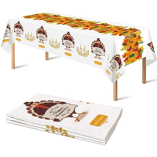 OHOME-3-Pack-Thanksgiving-Tablecloth-Disposable-Fall-Thanksgiving-Party-Supplies-Rectangular-Plastic-Tablecloths-54-x-108-for-Thanksgiving-Table-Decor OHOME 3 Pack Thanksgiving Tablecloth Disposable Fall Thanksgiving Party Supplies Rectangular Plastic Tablecloths 54 x 108 for Thanksgiving Table Decor