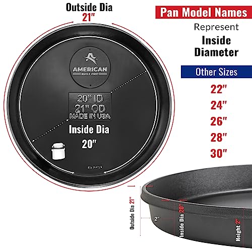Water Heater Drain Pan Undrilled - HDPE Anti Flood Pan with 1" Drain Adapter Fitting, 20" - Round Black Drain Pan for Electric Water Heaters - Protects Floor from Water Damages - American Built Pro - Thumbnail 2