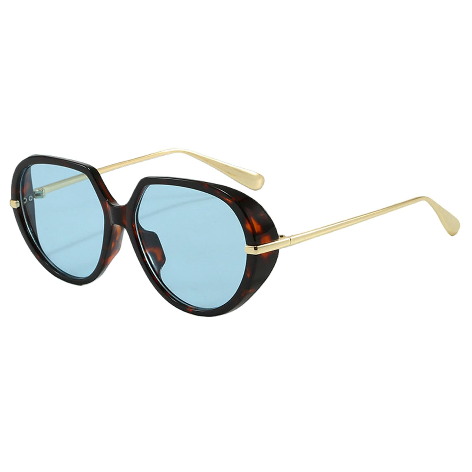 Gyios sunglasses Oversized For Women Men Retro Round Vintage Trendy Shades -tortoiseshell Frame Blue Lens