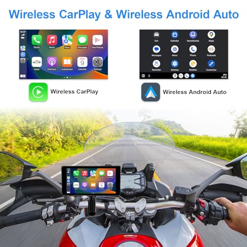 Image of LBW Premium Motorcycle Dash Cam DVR: Wireless Motorcycle Carplay & Android Auto, TPMS, 1080P HD Dash Cam Front and Rear, 5.5 inch Touch Screen, Bluetooth, Waterproof, 128GB TF Card, Siri & Google Voice