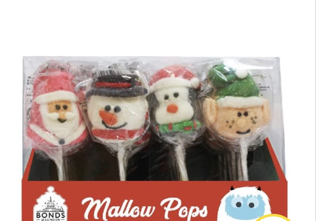 Bonds mallow Pops set of 4x 45g pops.Santa, snowman, penguin and elf.