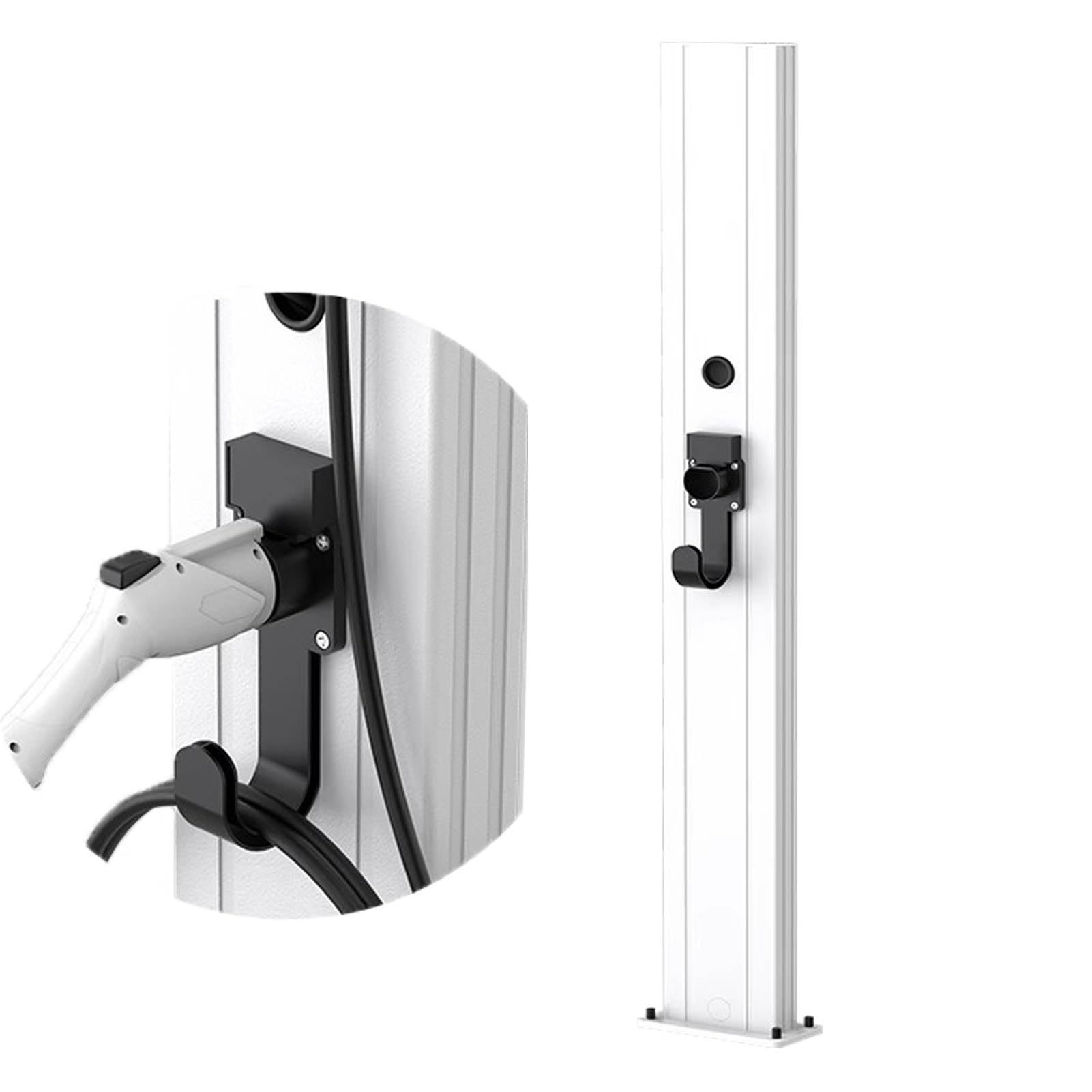 EV Charging Station - Free Standing Car Charger Post for Indoor/Outdoor Use - Durable Charging Column with Hook
