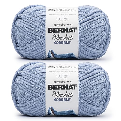 Image of Bernat Blanket Sparkle Dusty Blue Yarn - 2 Pack of 10.5oz /300g - Polyester - #6 Super Bulky - 220 Yards - Knitting & Crochet