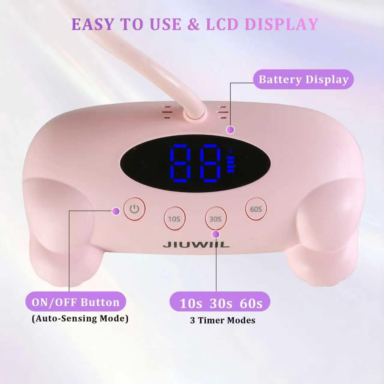 JIUWIIL 48W UV LED Nail Lamp with 24 Beads and Flexible Gooseneck
