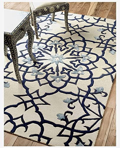 Image of Carpet Mahal Export Quality Handmade Tuffted Pure Woollen Carpet for Living Room Bedroom Size 6 x 8 feet Square (180X240 Cm) Color-Multi