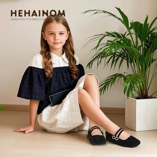 Hehainom Girls Dress Shoes Rhinestone Square Toe Toddler Flower Girl Ballet Flats Little Big Kids Mary Jane School Party Wedding Shoes2