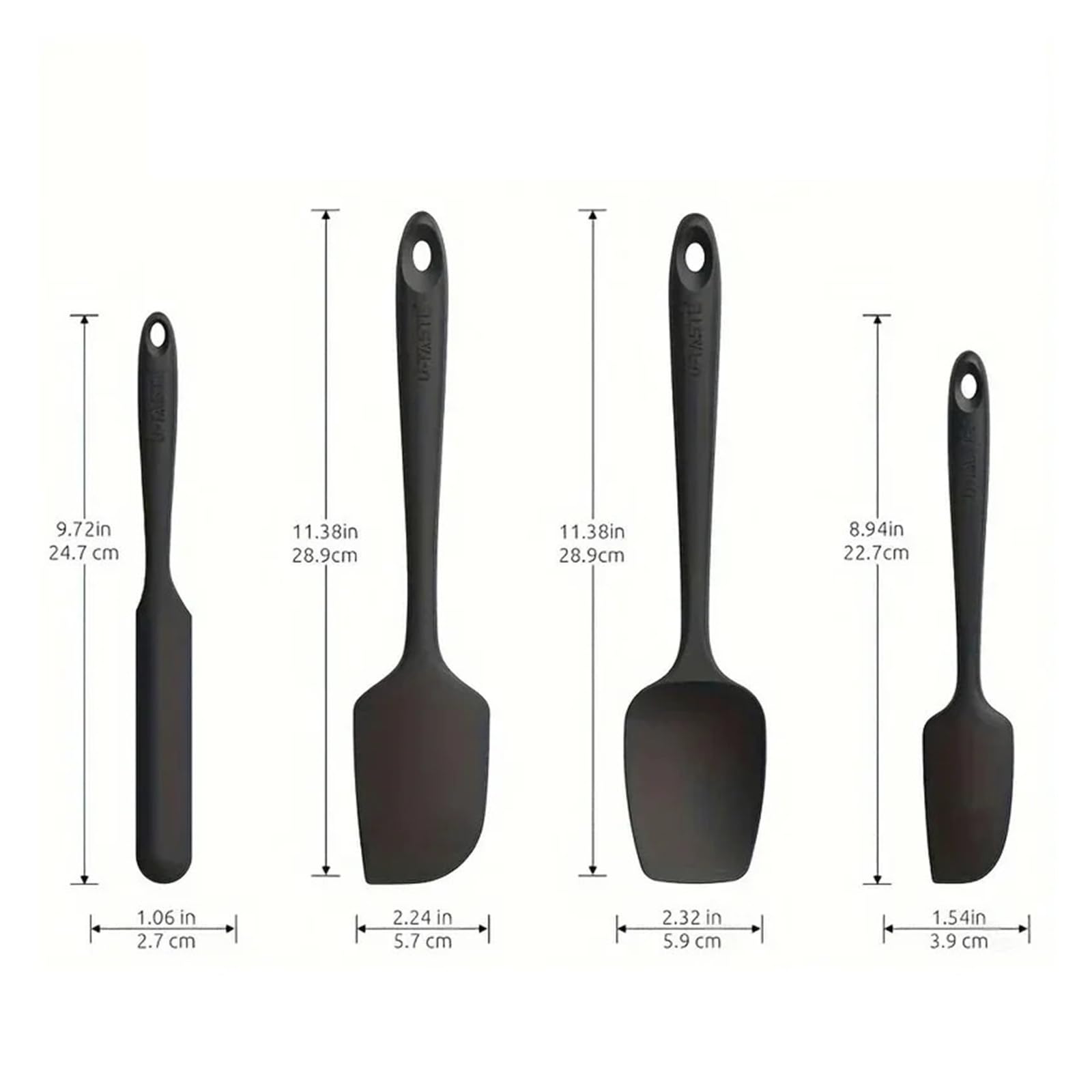 Juego de espátula 4 piezas: utensilios cocina for hornear con raspador crema for herramientas(4PCS black)
