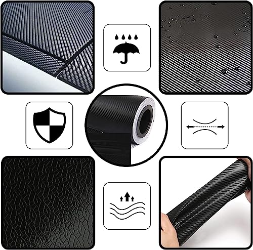 Image of Self Adhesive 4D Vinyl Carbon Fiber Textured Sheet Roll for Cars and Motorcycles, Interior /Exterior DIY Decoration | Black Carbon Fiber || (2 x 6 Ft, Carbon Wrap Film)