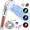 FASTRAS LED Shower Head with Handheld, High Pressure Shower Head with Hose, Holder & PTFE Tape etc, 3 Water Temperature-Controlled Water Saving Filtered Shower Head for Dry Hair& Skin