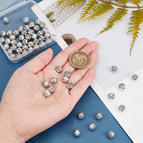 Image of PandaHall Elite - 60 x 8 mm Tibetan Antique Spacer Beads Round Spacer Beads Alloy Beads for Jewellery Making Necklace Bracelet Silver