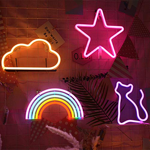 Miaro Rainbow Neon Sign, Cute Good Luck Rainbow Night Light, Battery Or Usb Operated Wall Decor Lamp For Girls, Chistmas,Birthday Party,Wedding, Kids Room, Living Room,Bedroom Decoration #TOP3