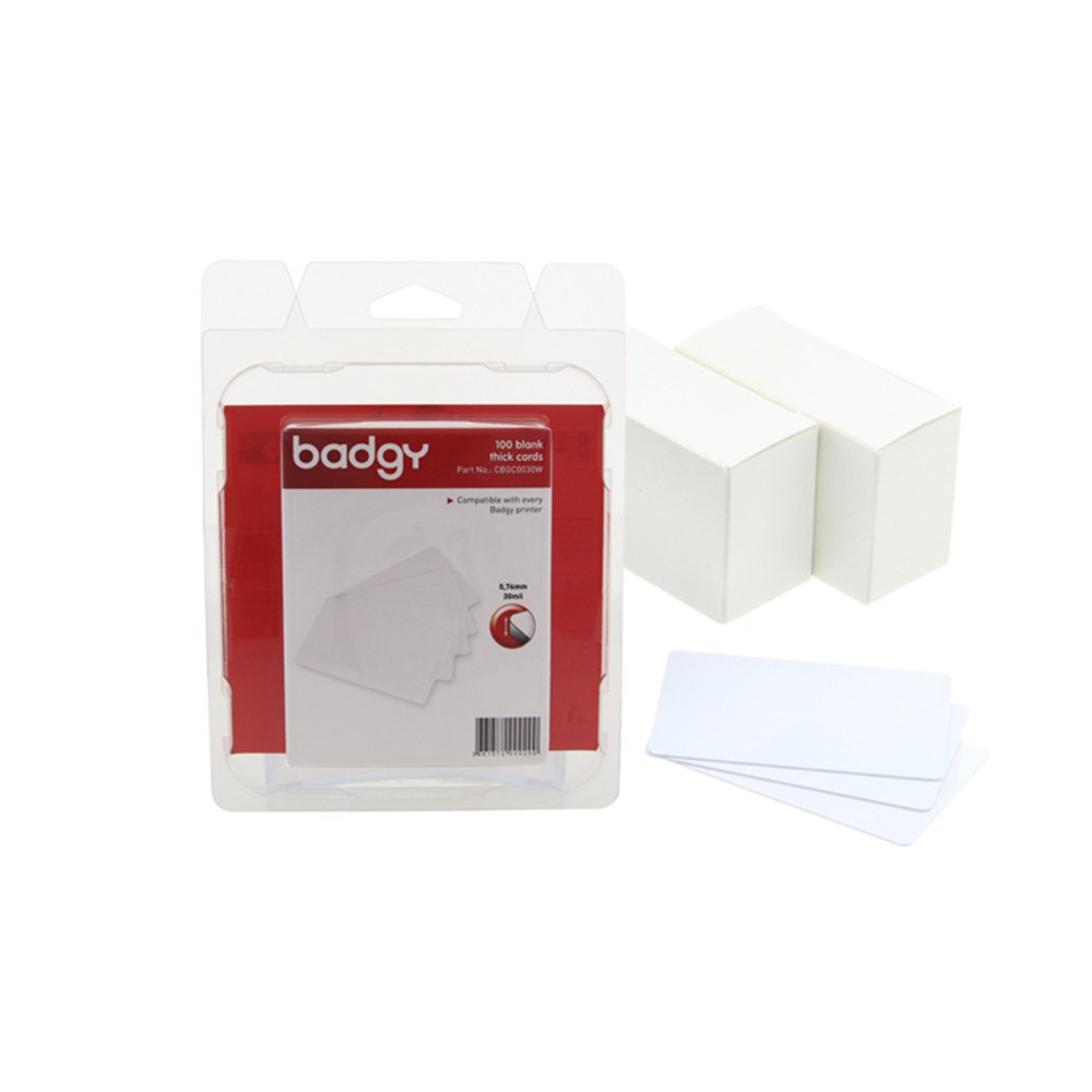Badgy30 Mil Thick PVC Cards - 100 Per Pack - CBGC0030W