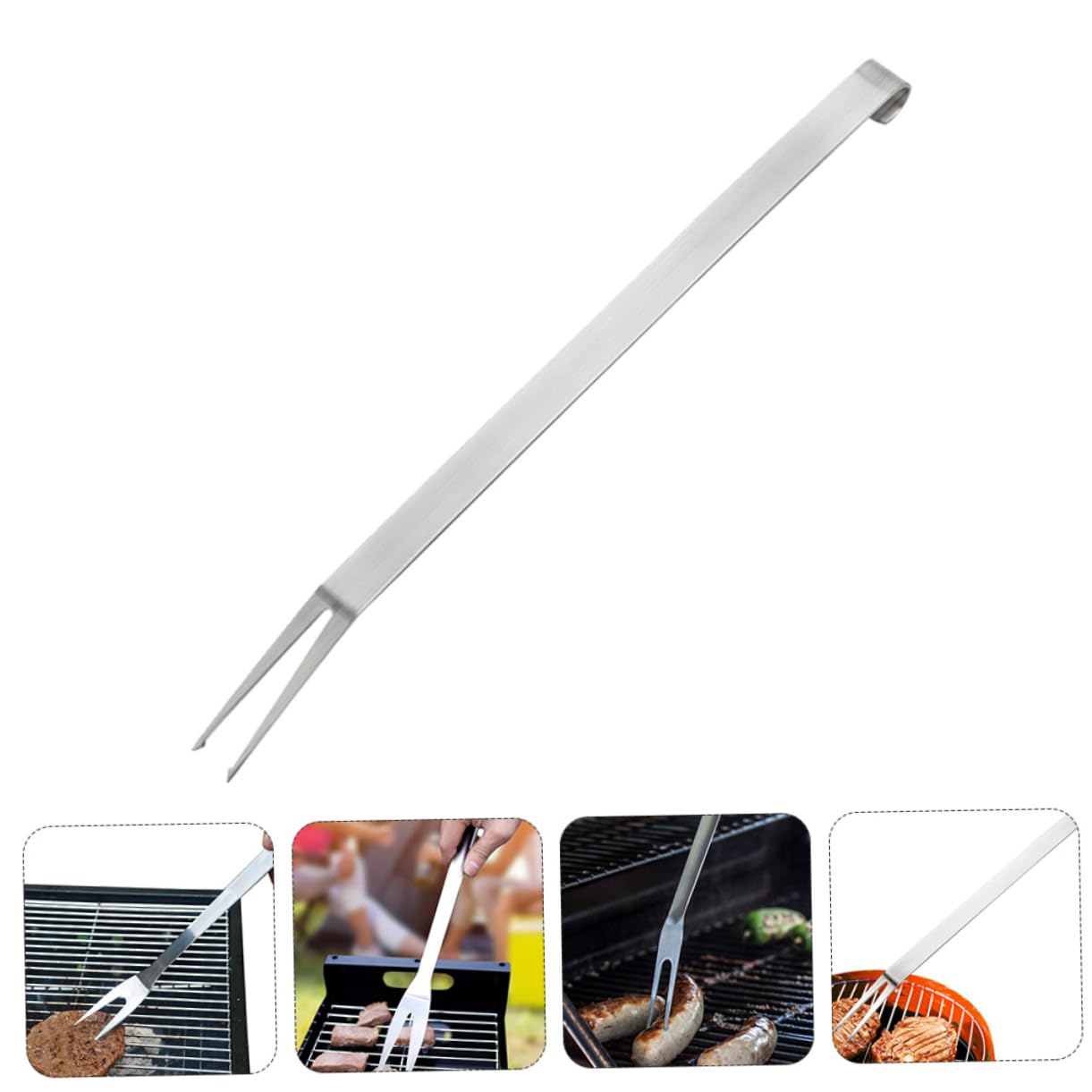 Toyvian 2 Set Forchetta Da Barbecue Inossidabile Scanalato Grigliare All'aperto Forchette Argenteria Forks Utensili Barbecue Forchetta Da Griglia Forchette Da Servizio Argento 2 Pezzi * 2