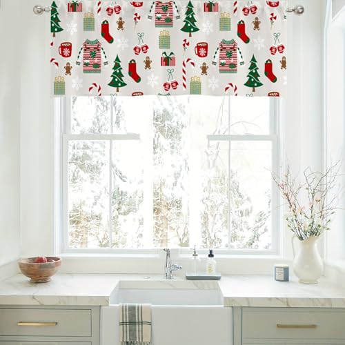 Cortinas opacas de poliéster con patrón de Navidad para bloquear la luz en la cocina 6