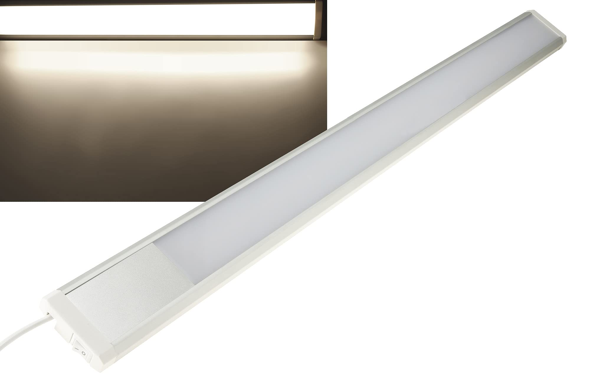 ChiliTec LED Unterbauleuchte Lichtleiste 60cm 10Watt Comprido | 1430 Lumen, 230V, 1,5m Kabel mit Schalter, Beleuchtung für Küche Arbeitsfläche 3 Stück Licht Neutralweiß