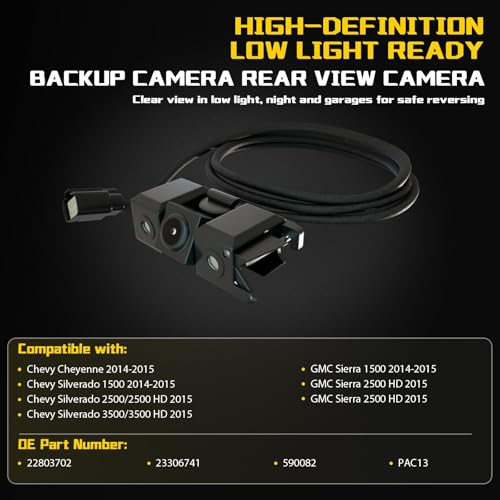 Image of Anpher Rear View Backup Camera Compatible with 2014-2015 Chevy Silverado Cheyenne GMC Sierra 1500 2500HD 3500HD Replace OE 22803702 23306741