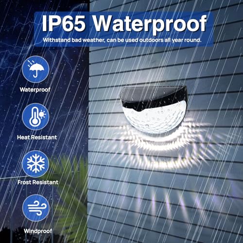8 Pack Fence Lights Solar Powered with Dusk Till Dawn Sensor, Waterproof Outdoor Garden LED Wall Lamp, Decorative Night Lights for Fence Panels, Deck, Yard, Patio, Pathway, Step, Cool White - Image 4