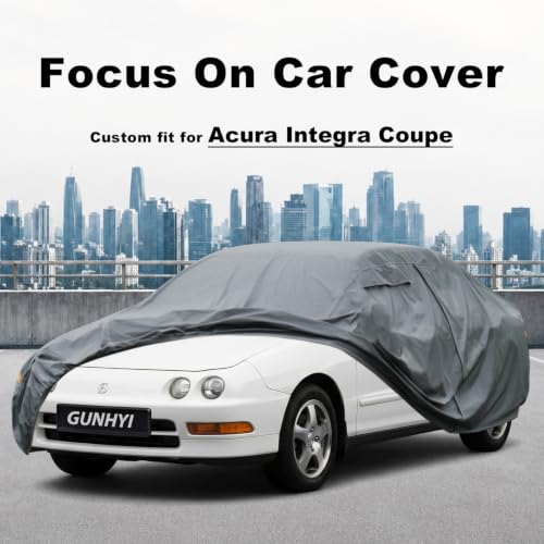 Image of GUNHYI Premium Car Cover Custom Fit Acura Integra Coupe(1986-2001), 16 Layers Heavy Duty Car Cover Waterproof All Weather with Zipper Door for Sun Rain Snow Dust Uv Protection