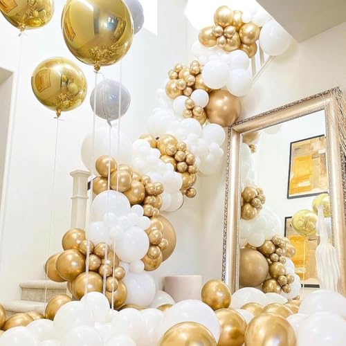 Image of 50Pcs Gold Balloons, Metallic Gold Latex Balloons for Party Decorations | 12-inch Metallic Gold Balloons Kit for Birthday, Wedding, Graduation, Anniversary, New Year, Baby Shower & events