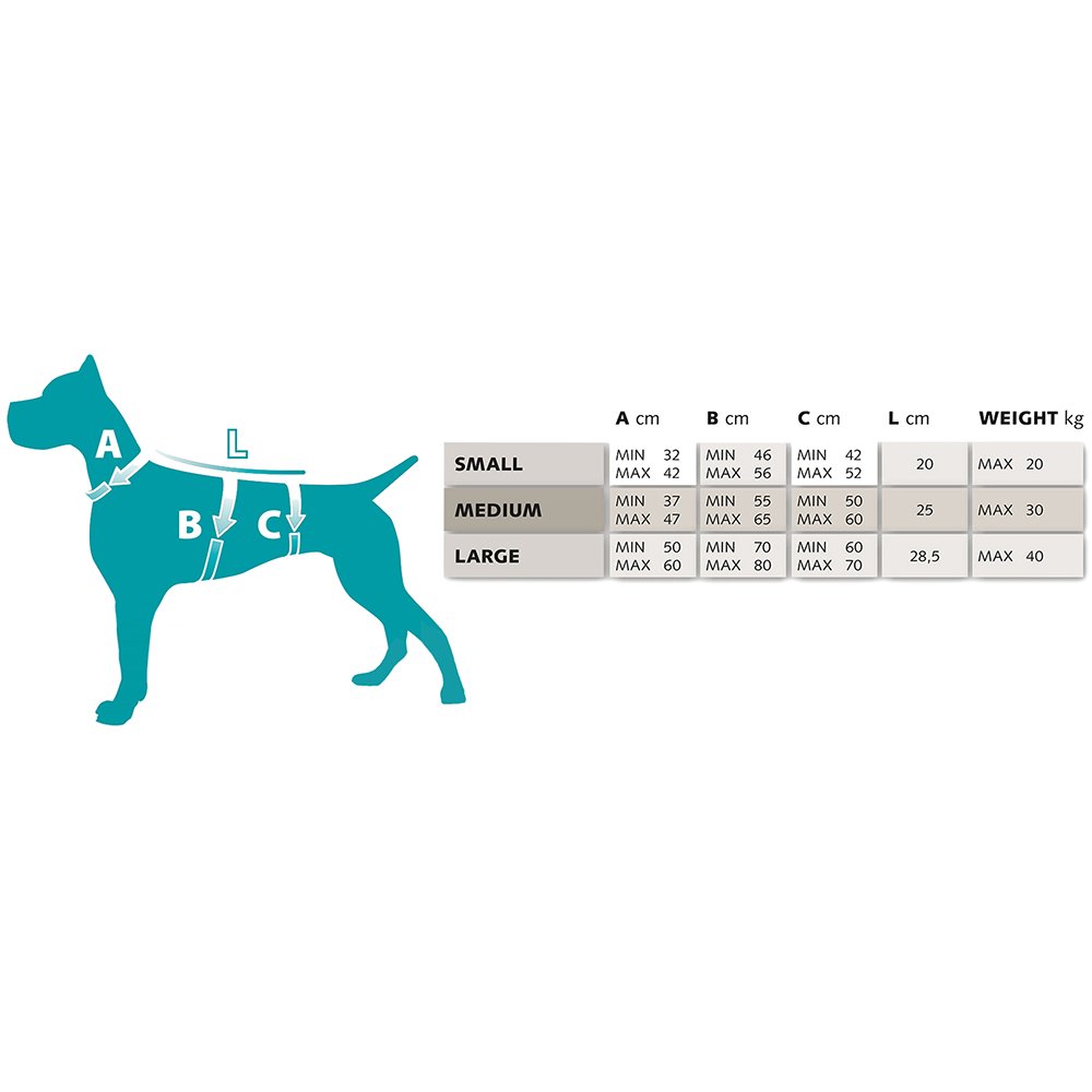 Ferplast verstellbares Hundegeschirr L Brustumfang 70-80 cm Schwarz | Gepolstertes reflektierendes Hundegeschirr für Komfort, Kontrolle und Sicherheit beim Spazieren, Wandern und Trekking