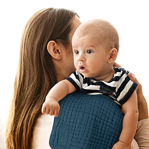 Image of Tallew 8 Pack Muslin Burp Cloths and Baby Bibs for Boy Girl 20 inch x 10 inch Cotton Baby Bandana Drool Bibs Muslin Burp Cloths Absorbent Rag for Newborn Toddler Infant Gifts(Light Color)