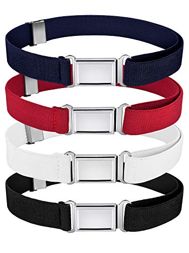 Kids Magnetic Belt Adjustable Elastic Belt with Magnetic Buckle for Boys Daily Use Girls, Black, Navy Blue, Red, White, Flat length:35 cm/13.8 inch;Width: 2.5 cm/1 inch