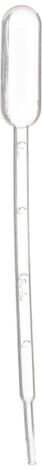 Heathrow Scientific HD206372A Polyethylene Plastic 2mL Disposable Transfer Pipette, 155mm Length, 0.5mL Graduation Interval (Pack of 500)