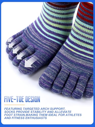 6 Pairs Women Toe Socks Cotton Breathable Ankle Five Toe Socks for Men Women Athletic Running2
