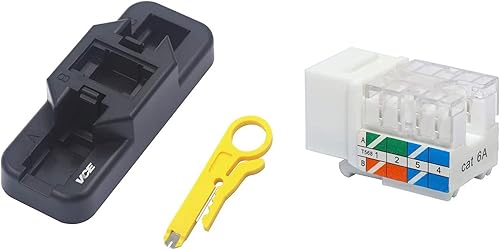 VCE Paquete de 25 insertos de conector Keystone de 90 grados Cat6A RJ45 con soporte combinado Keystone Punch Down y mini cortador de cables disponible en Yaxa Costa Rica