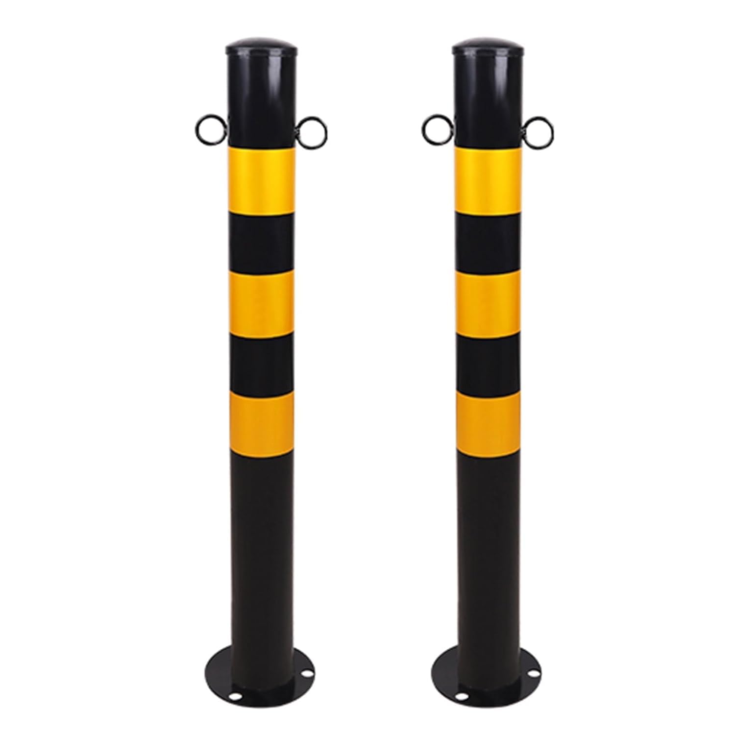 Aioneer Safety Bollard, Steel Pipe Safety Bollard Post, Barricades Driveway Pole, Reflective Parking Safety Parking Barrier Post, Traffic Road Safety Barrier -Black (2pcs)