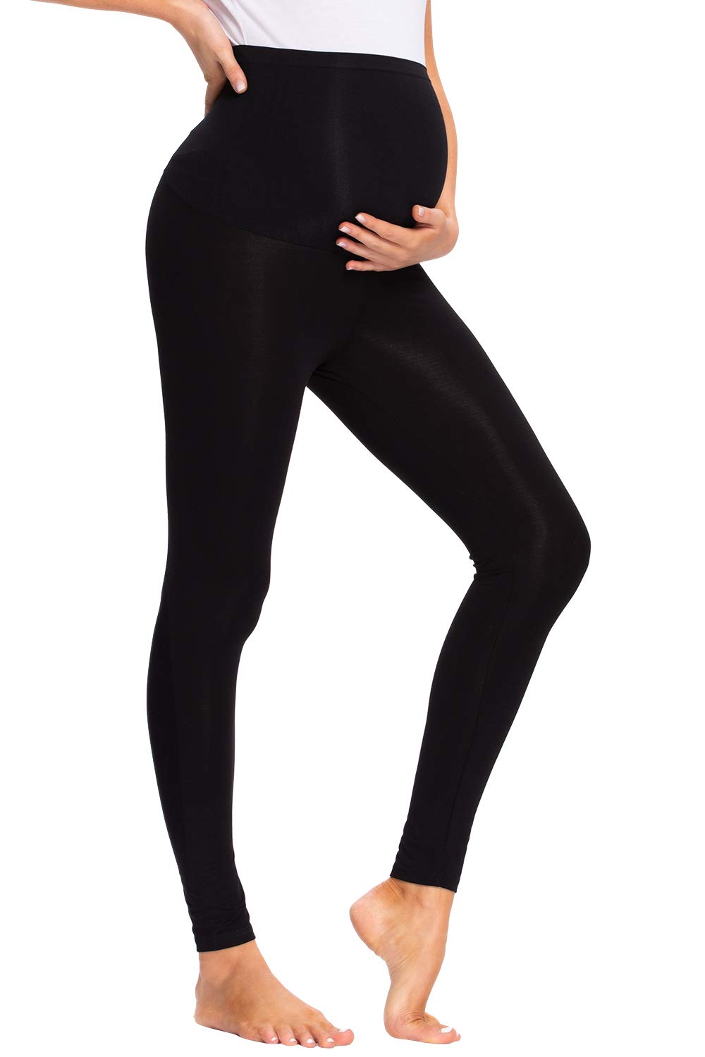 Legging Grossesse Maternité, Pantalon de Grossesse Femme Leggings Longs de Grossesse en Coton, Super Confortable Legging Vêtements Grossesse Sports et Loisirs