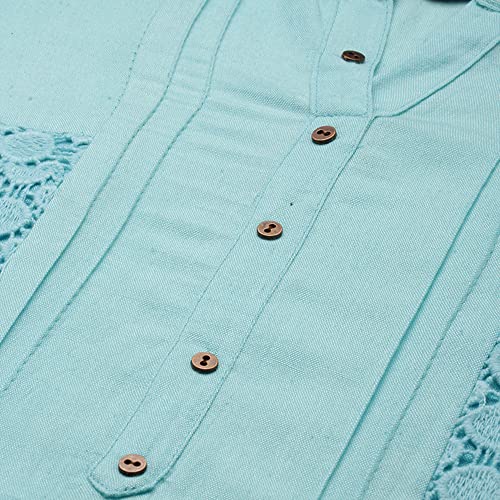 Image of SheWill Cotton Blend Stripe Print Embroidered A-Line Tunic