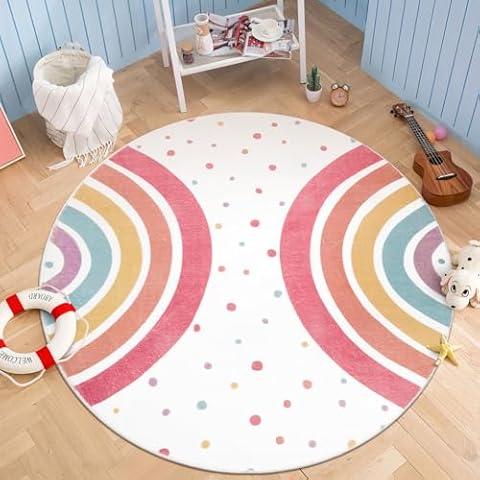 STARUIA Colorful Rainbow Kids Rug Cover