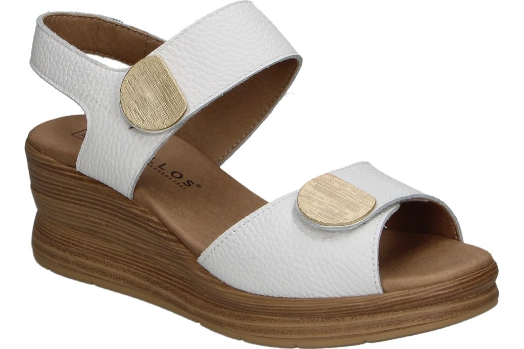 PITILLOS Sandalias de Piel Mujer – Sandalia con Cuña en Color Blanco – Sandalia de Verano – Cuña Alta y con Plataforma – Estilosas – Modelo 11054 – 39 EU