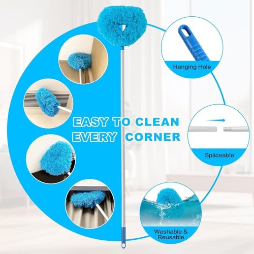 Image of Fan Blade Cleaner Microfiber Duster Mop for Ceiling Fan Cleaning Long Handle Dust Cleaning Brush for Home and Office Use