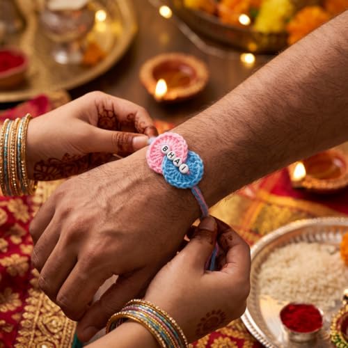 Image of Handmade Crochet Rakhi for Brother Bhai Bracelet
