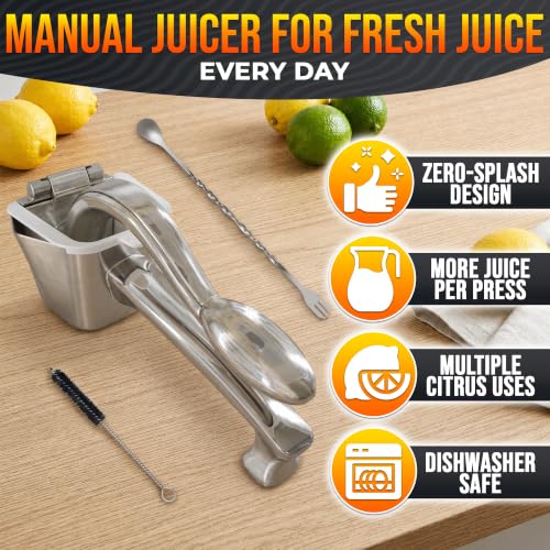 Image of Manual Lemon Squeezer, Citrus Juicer Hand Press, 304 Stainless Steel