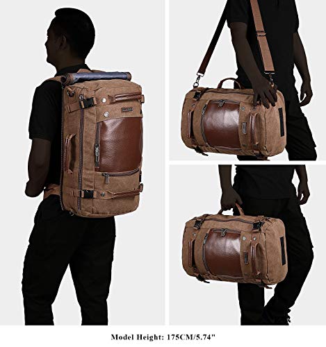 WITZMAN Men Travel Backpack Canvas Rucksack Vintage Duffel Bag A2021 (21 inch Brown)
