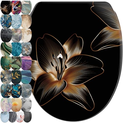 Sanilo Abattant WC avec frein de chute et libération rapide, Siège de WC amovible par simple pression sur un bouton, Montage facile par le haut (Aurelia)